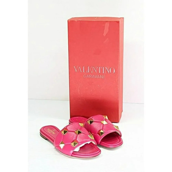 Valentino Garavani Roman Pink & Gold Stud Slide Sandals Size 36 IT (MSRP $920) - Picture 3 of 11